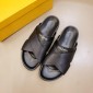 Replica Louis Vuittion black Slippers with crisscross rubber MS021020