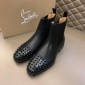 Replica Christian Louboutin Chelsea MELON SPIKES Black Leather Boots MS021038