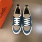 Replica Hermes High Quality Sneakers Blue suede and Grey tongue with Two-tone sole MS021090