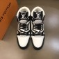 Replica Louis Vuitton High-top High Quality Sneakers White and black leather details with black sole MS021111