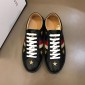 Replica Gucci Perfect Quality Sneakers Black with gold bee pattern and Blue White and Red Web with Black rubber sole MS02671