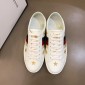 Replica Gucci Perfect Quality Sneakers White with gold bee pattern and Blue White and Red Web with White rubber sole MS02672