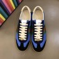 Replica Gucci Perfect Quality Sneakers Blue and black suede with brown soles MS02718