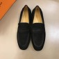 Replica Hermes Black Suede Leather Loafers With Silver Buckle MS02728