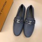 Replica Louis Vuitton Arizona Moccasin Deep Blue Loafers With Silver Buckle MS02792