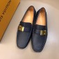 Replica Louis Vuitton Arizona Moccasin Deep Blue Loafers With Golden Buckle MS02795