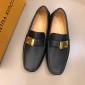 Replica Louis Vuitton Arizona Moccasin Black Loafers With Golden Buckle MS02796