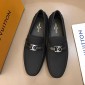 Replica Louis Vuitton Arizona Moccasin Deep Black Loafers With Silver Buckle MS02798