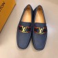 Replica Louis Vuitton Arizona Moccasin Blue Loafers With Golden Buckle MS02799