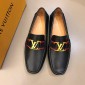 Replica Louis Vuitton Black Bright leather Loafers With Golden Buckle MS02800