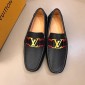 Replica Louis Vuitton Arizona Moccasin Black Loafers With Golden Buckle MS02801