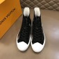 Replica Louis Vuitton High-top Perfect Quality Sneakers Starry sky Monogram and black suede with white soles MS02826