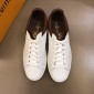 Replica Louis Vuitton Perfect Quality Sneakers White and brown trim and white sole MS02842