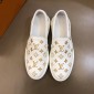 Replica Louis Vuitton Fashion Sneakers White and Gold Monogram Embroidery with White Sole MS02852