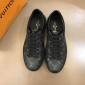 Replica Louis Vuitton Fashion Sneakers Black and Monogram print with black sole MS02856