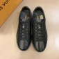 Replica Louis Vuitton Fashion Sneakers Black and Monogram printed tongue and black sole MS02866