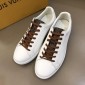 Replica Louis Vuitton Fashion Sneakers White and brown Monogram print tongue and white sole MS02867