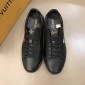 Replica Louis Vuitton Fashion Sneakers Black and LV striped print with black sole MS02873