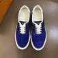 Replica Louis Vuitton Fashion Sneakers Blue suede and black Monogram canvas with white sole MS02874