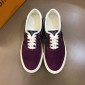 Replica Louis Vuitton Fashion Sneakers Purple suede and black Monogram canvas with white sole MS02876