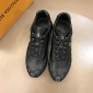 Replica Louis Vuitton Fashion Sneakers Black and black Monogram Flower canvas and black sole MS02882