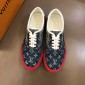 Replica Louis Vuitton Fashion Sneakers Blue and Monogram Flower print and red sole MS02888