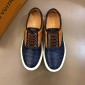 Replica Louis Vuitton Fashion Sneakers Blue alligator leather and brown spray with white sole MS02897