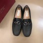 Replica Salvatore Ferragamo Black leather Fashion Perfect Quality Loafers With Sliver Buckle MS02975 Buckle MS02976