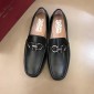 Replica Salvatore Ferragamo Black leather Fashion Perfect Quality Loafers With Sliver Buckle MS02977