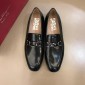 Replica Salvatore Ferragamo Black Bright leather Fashion Perfect Quality Loafers With Sliver Buckle MS02980