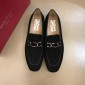 Replica Salvatore Ferragamo Black Suede leather Fashion Perfect Quality Loafers With Sliver Buckle MS02982