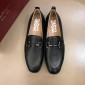 Replica Salvatore Ferragamo Black leather Fashion Perfect Quality Loafers With Sliver Buckle MS02986