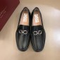 Replica Salvatore Ferragamo Black leather Fashion Perfect Quality Loafers With Sliver Buckle MS02994