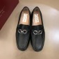 Replica Salvatore Ferragamo Black leather Fashion Perfect Quality Loafers With Sliver Buckle MS02995