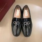 Replica Salvatore Ferragamo Black Bright leather Fashion Perfect Quality Loafers With Sliver Buckle MS02996