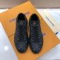 Replica Louis Vuitton Fashion Sneakers Black and Monogram print with black sole MS071002