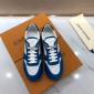 Replica Louis Vuitton Fashion Sneakers Blue suede and white mesh gauze with blue sole MS071004