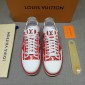 Replica Louis Vuitton Perfect Quality Sneakers White and red Monogram Surpreme print with white sole MS071019