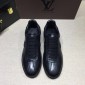 Replica Louis Vuitton Perfect Quality Sneakers Black and Monogram inlay details and black sole MS071033