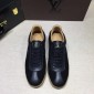 Replica Louis Vuitton Perfect Quality Sneakers Black suede and Monogram inlay detail with brown sole MS071034