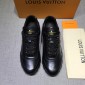 Replica Louis Vuitton Perfect Quality Sneakers Black and gold LV logo with black sole MS071040