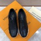 Replica Louis Vuitton Perfect Quality Sneakers Black and Black Monogram Print Trim and White Sole MS071060