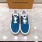 Replica Louis Vuitton Perfect Quality Sneakers Blue and Black Monogram Embossed with White Sole MS071072