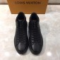 Replica Louis Vuitton High-top Perfect Quality Sneakers Black and Monogram embossed and black sole MS071074