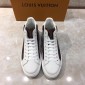 Replica Louis Vuitton High-top Perfect Quality Sneakers White and brown Monogram print and white sole MS071075