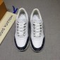 Replica Louis Vuitton Perfect Quality Sneakers White and blue Monogram detail with white sole MS071092