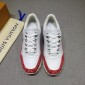 Replica Louis Vuitton Perfect Quality Sneakers White and red Monogram detail with white sole MS071093