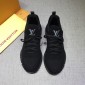 Replica Louis Vuitton Perfect Quality Sneakers Black jersey and LV letter patch tongue with white sole MS071102