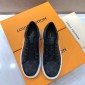 Replica Louis Vuitton Perfect Quality Sneakers Black and Monogram print with white sole MS071109