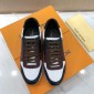 Replica Louis Vuitton Perfect Quality Sneakers White and brown leather details and white sole MS071135